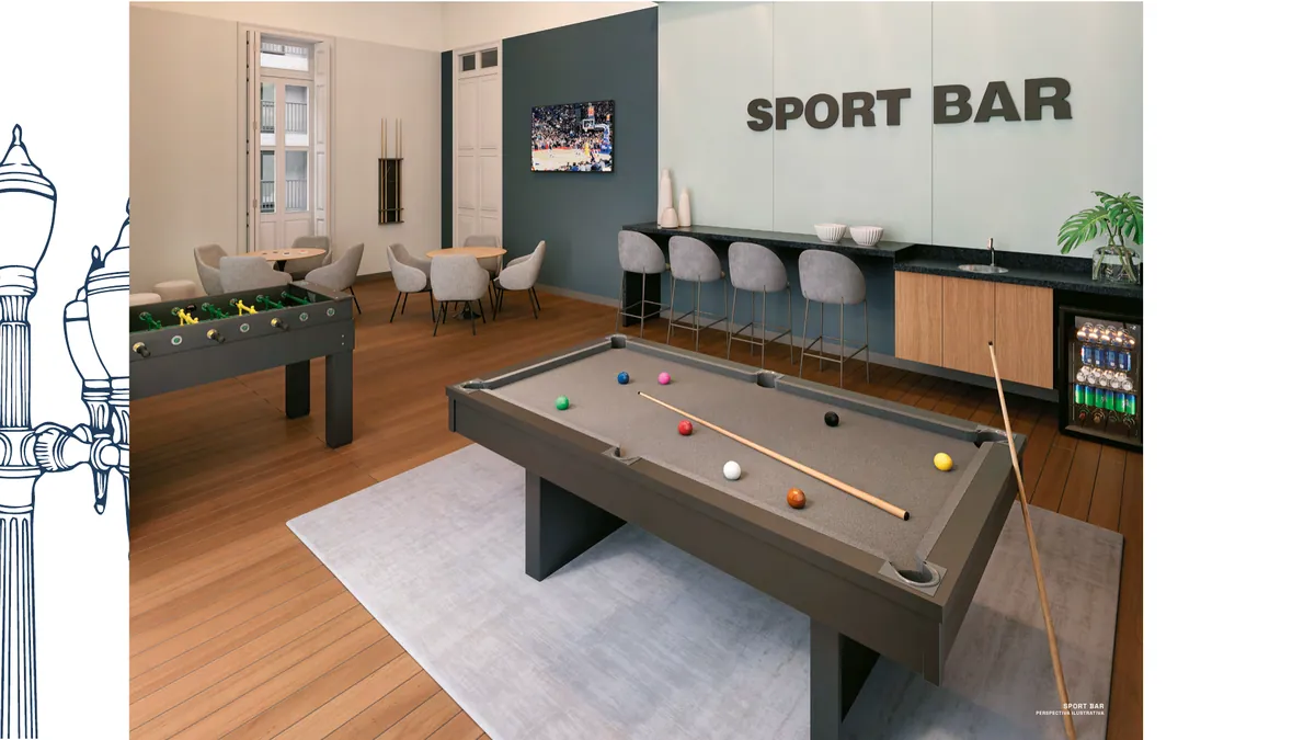 Sport bar nas áreas de lazer do Luzes do Rio Condomínio Candeeiro